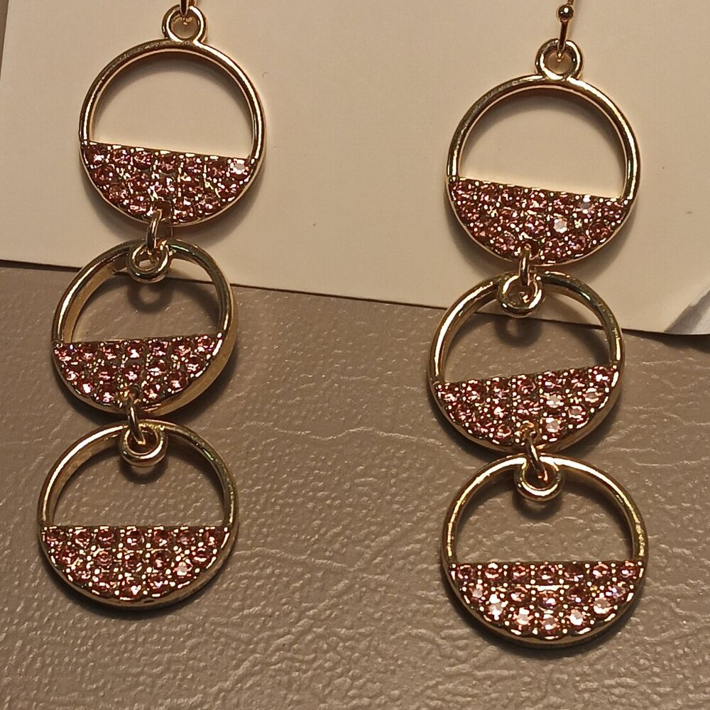 Pannee pink multi-layer necklace & Powered by Pink rhinestone earrings - Picture 11 of 14